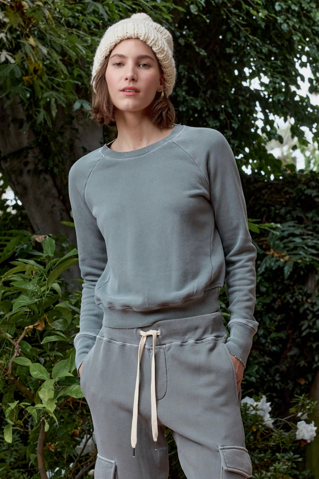 Saguro Chic Distressed Loop Terry Sweatshirt