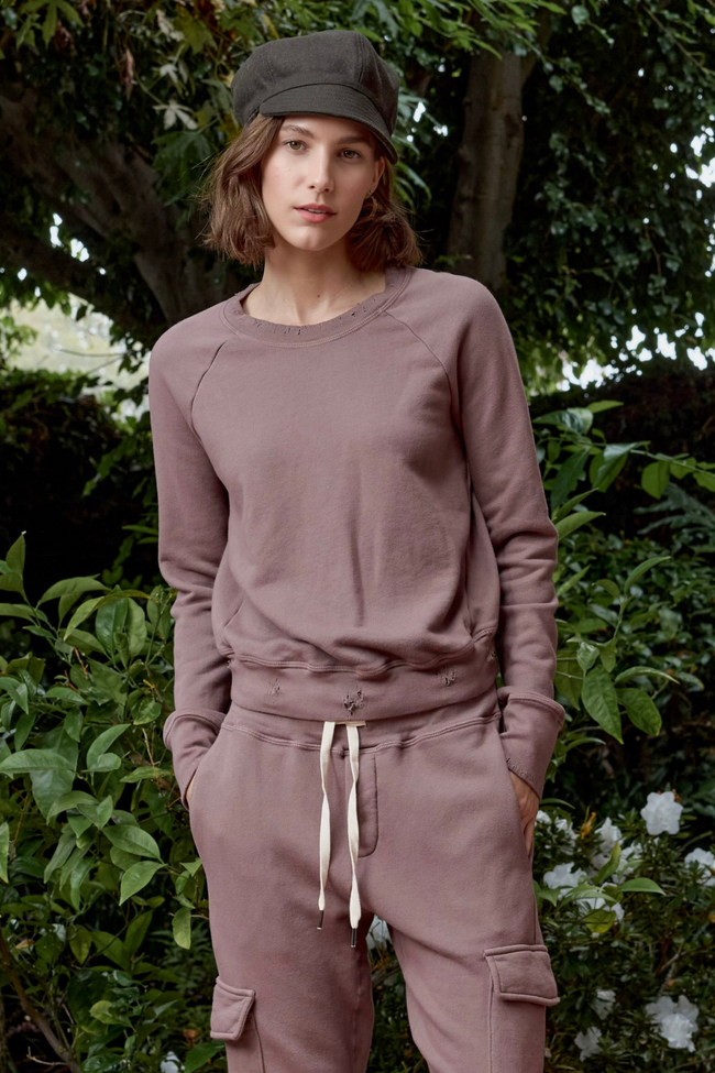 Saguro Chic Distressed Loop Terry Sweatshirt Hover Image