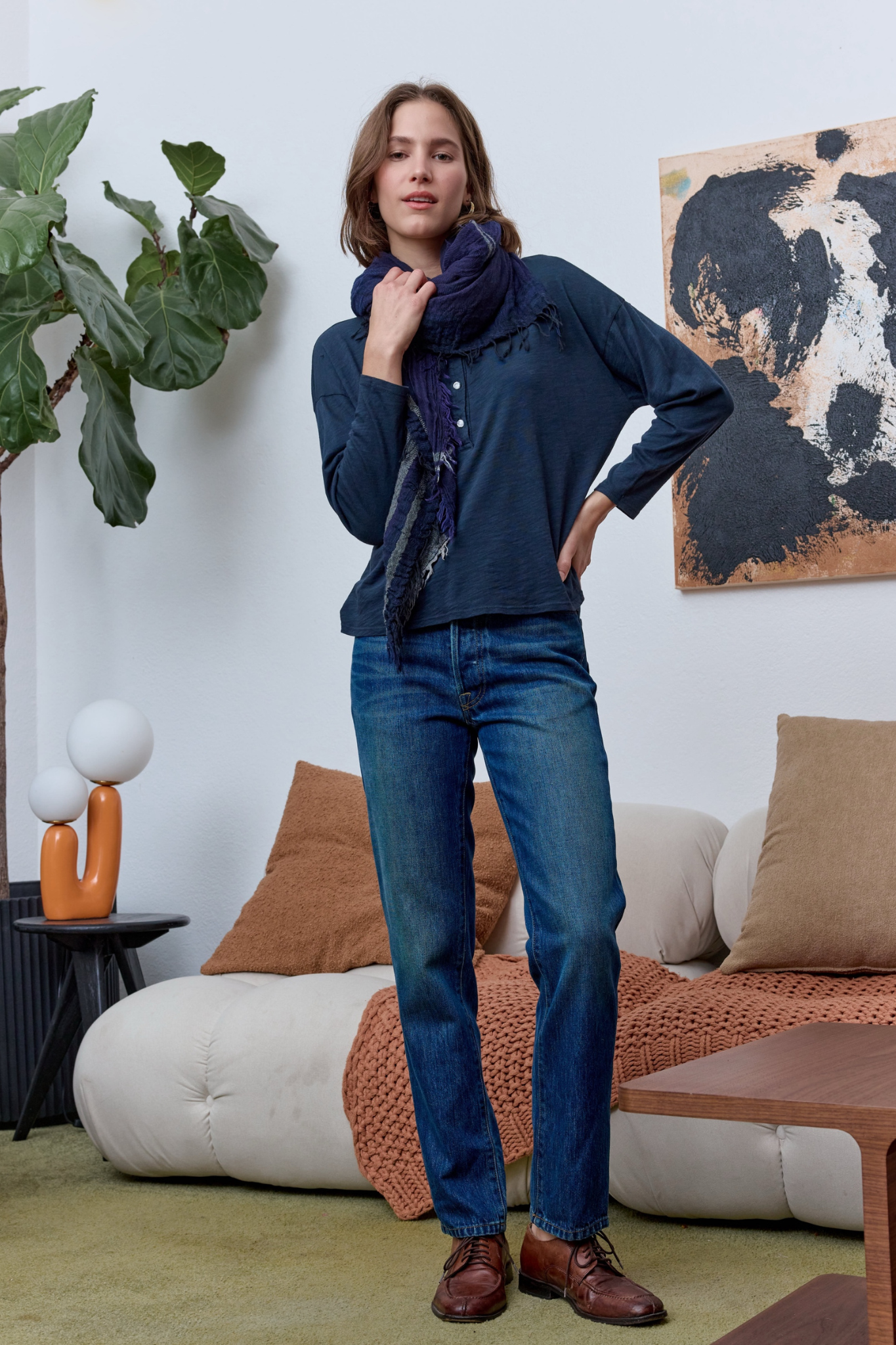 Hazel Boxy Slub Jersey Henley