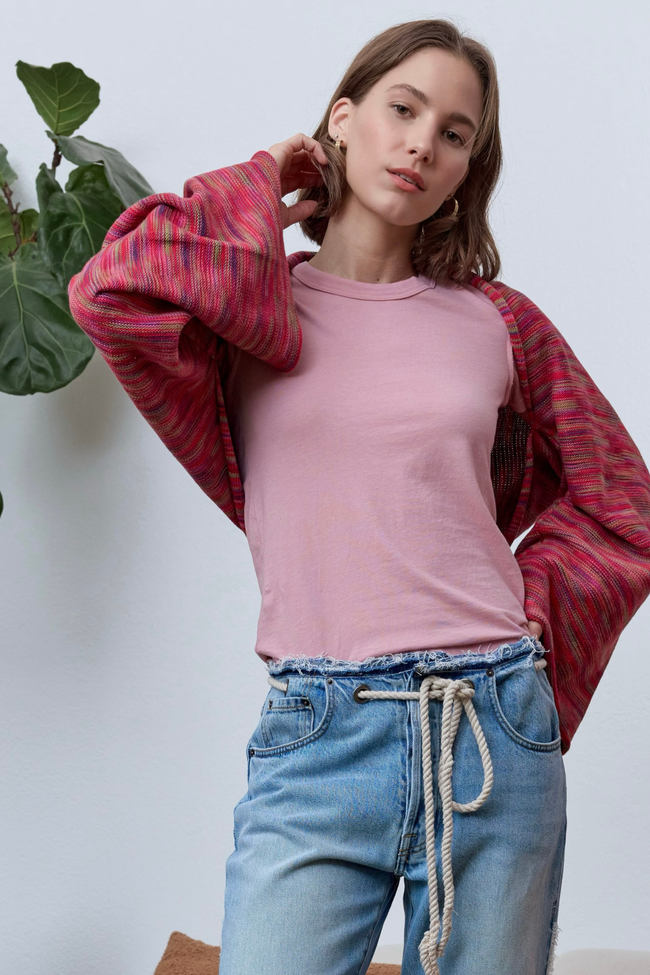 Emma Painted Cotton Shrug Sweater Hover Image