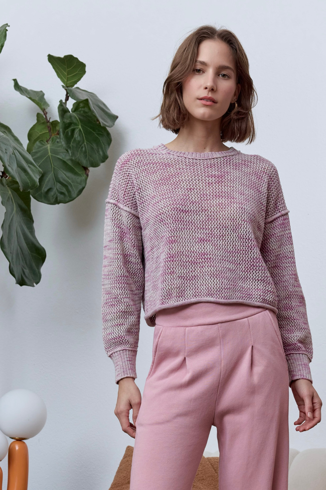 Livia Painted Cotton Crew Sweater Hover Image