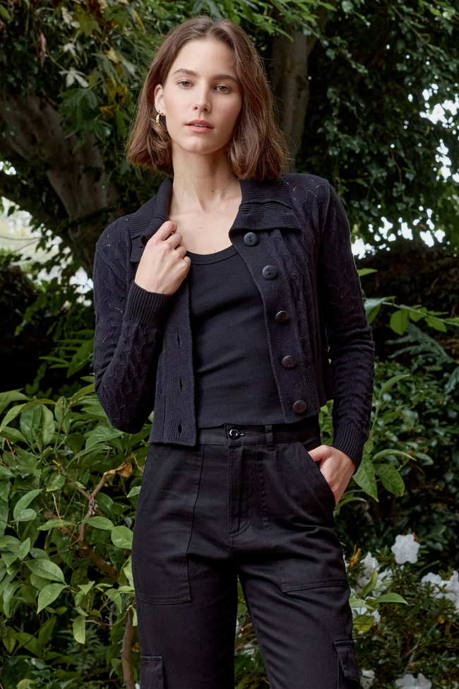 Dame Viscose Blend Crochet Cardigan Hover Image