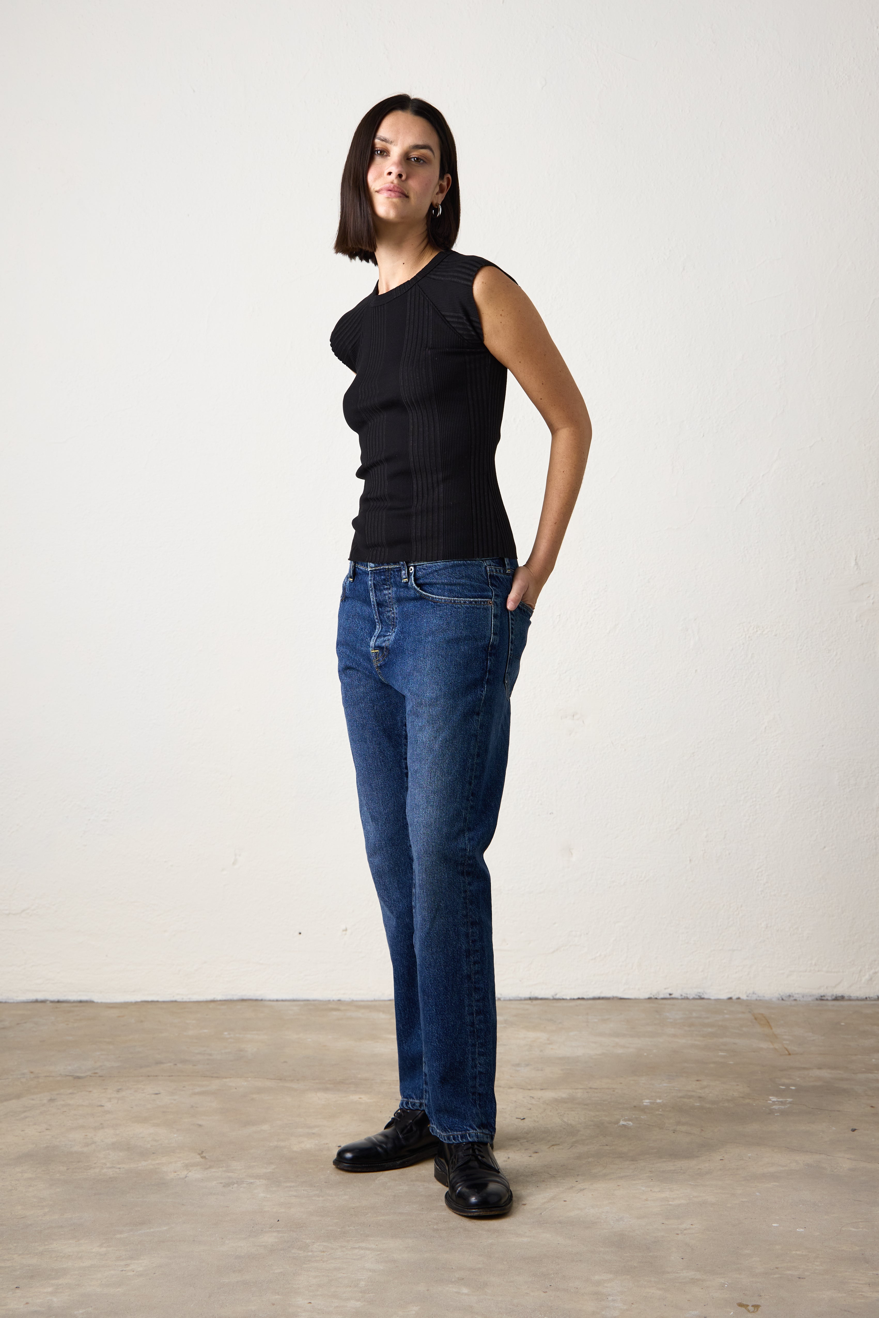 CHLOE FITTED VARIEGATED RIB TEE