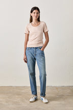 Tally Slim Fit U Neck Slub Jersey Tee