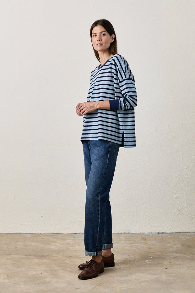 Abby Loose Fit Stripe Slub Jersey Tee Main Image
