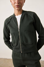FOX ZIP FRONT COZY FLEECE BOMBER
