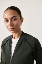 FOX ZIP FRONT COZY FLEECE BOMBER