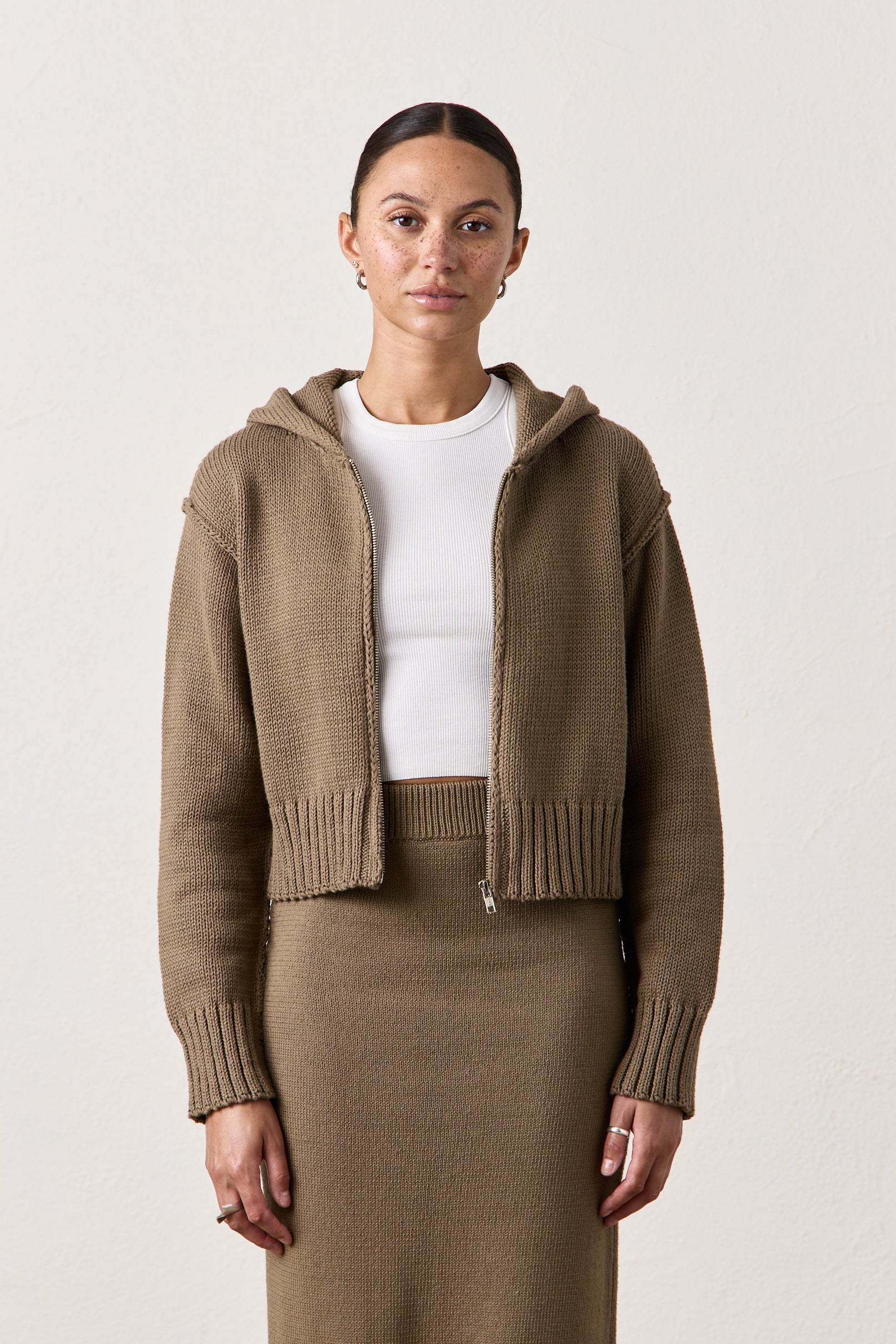 MILLS ZIP FRONT HOODED SWEATER