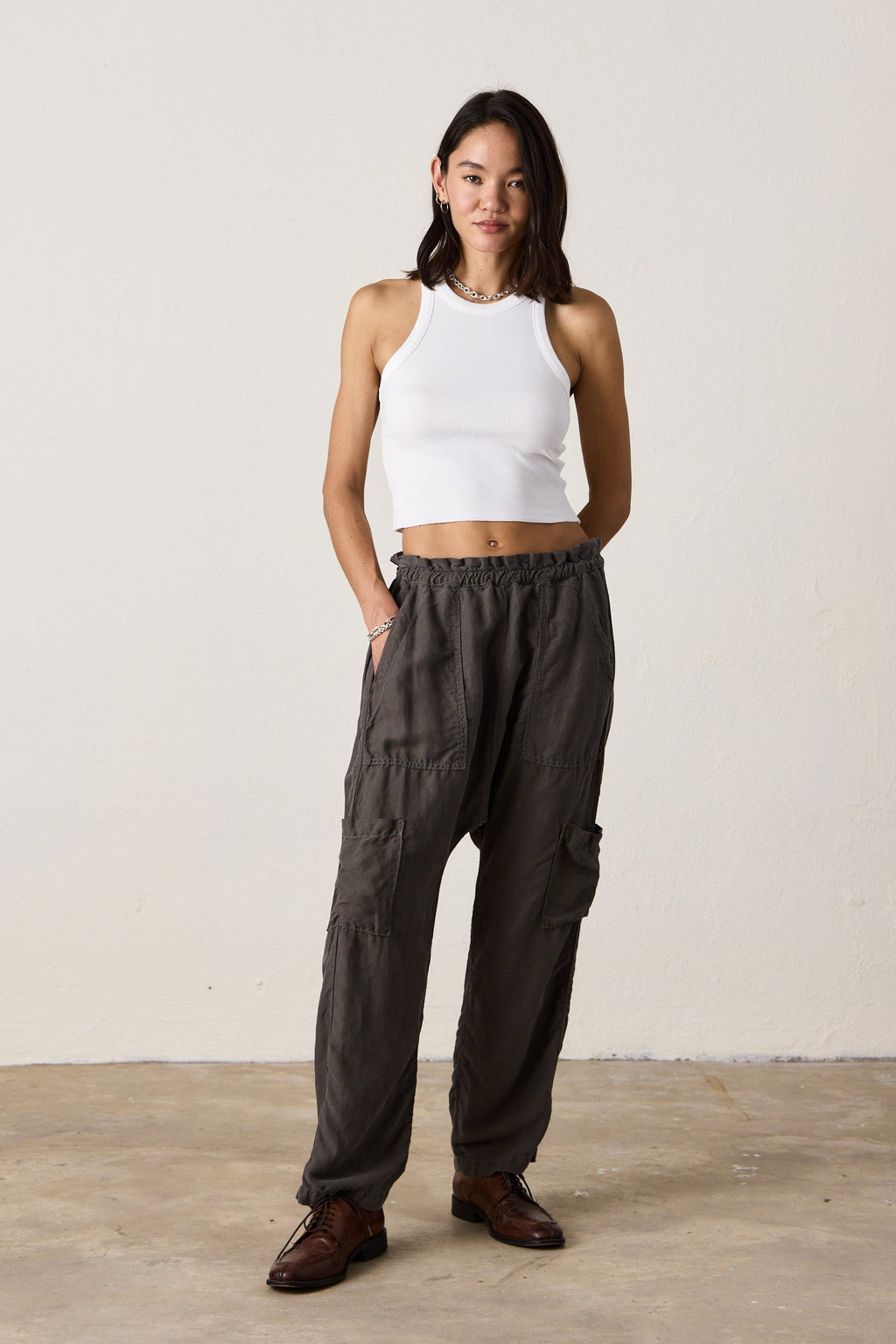 Shailey Paperbag Waist Lyocell Linen Pant