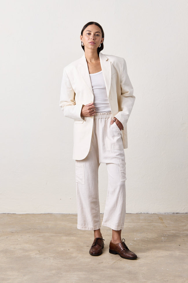 Shailey Paperbag Waist Linen Viscose  Pant Hover Image