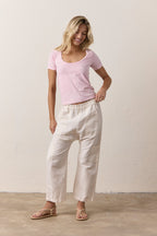 Tally Slim Fit U Neck Slub Jersey Tee