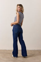 Chloe Fitted Stripe Slub Jersey Muscle Tee