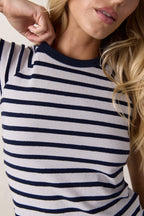 Chloe Fitted Stripe Slub Jersey Muscle Tee