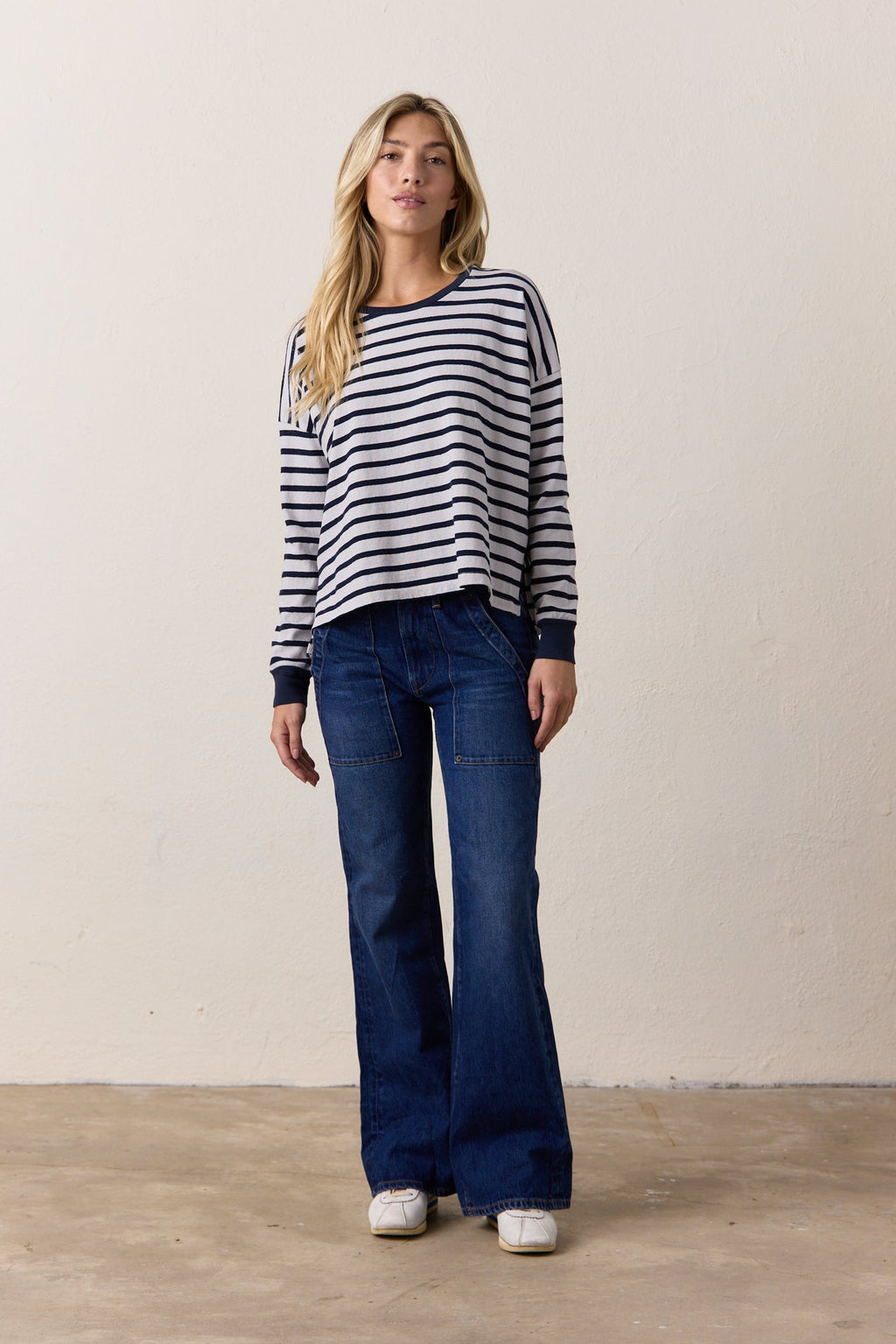 Abby Loose Fit Stripe Slub Jersey Tee