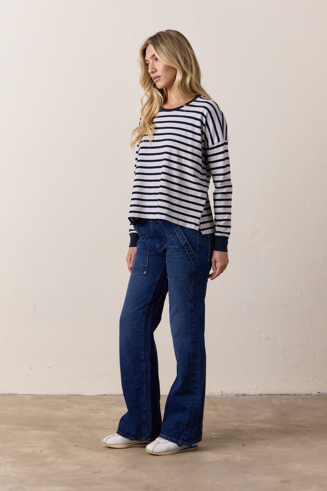 Abby Loose Fit Stripe Slub Jersey Tee