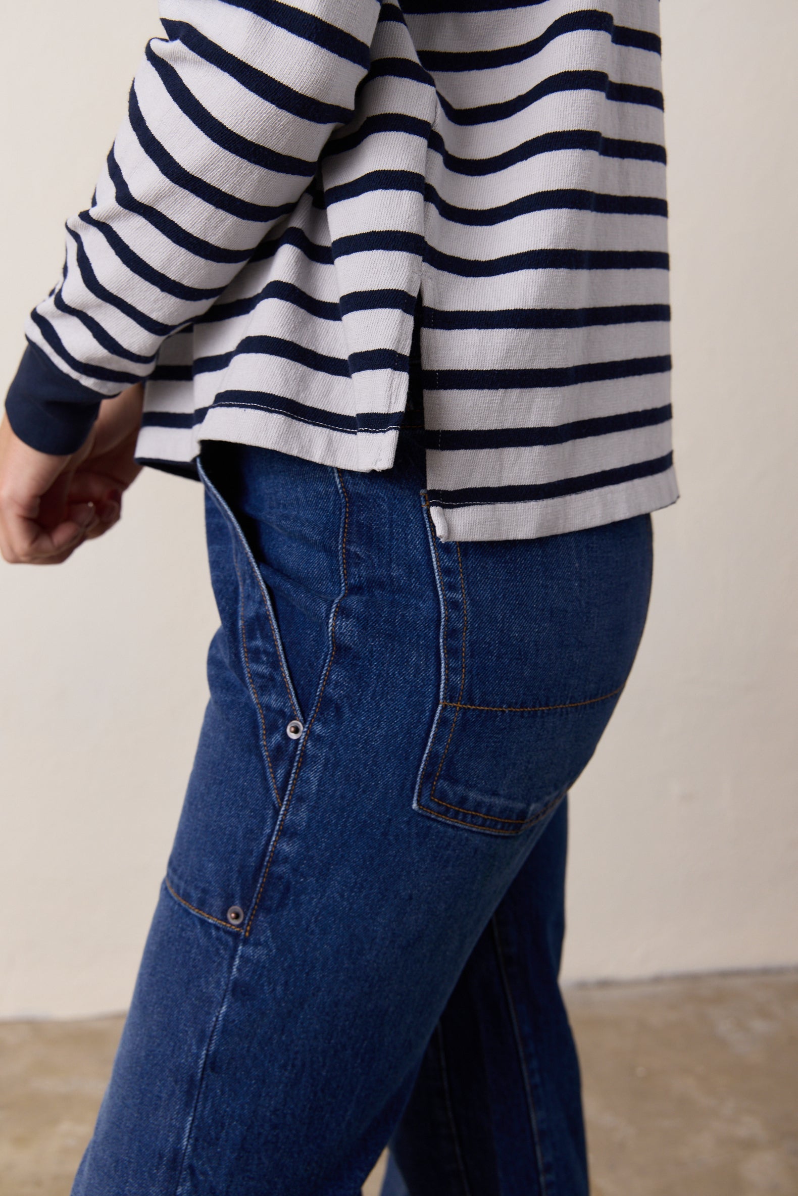 Abby Loose Fit Stripe Slub Jersey Tee