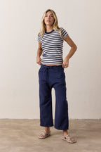 Akari Crop Linen Cotton Tie Pant