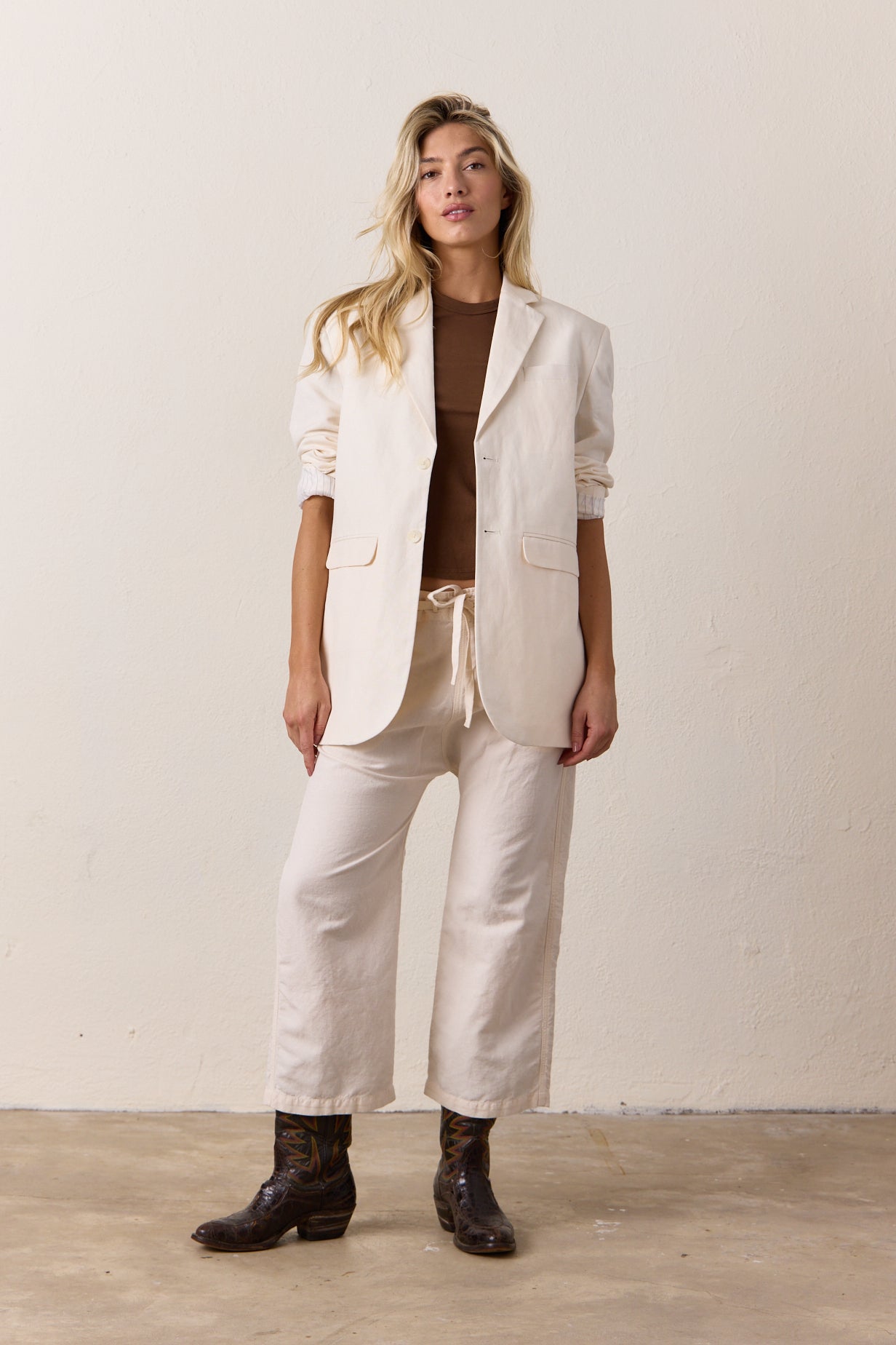 Akari Crop Linen Cotton Tie Pant