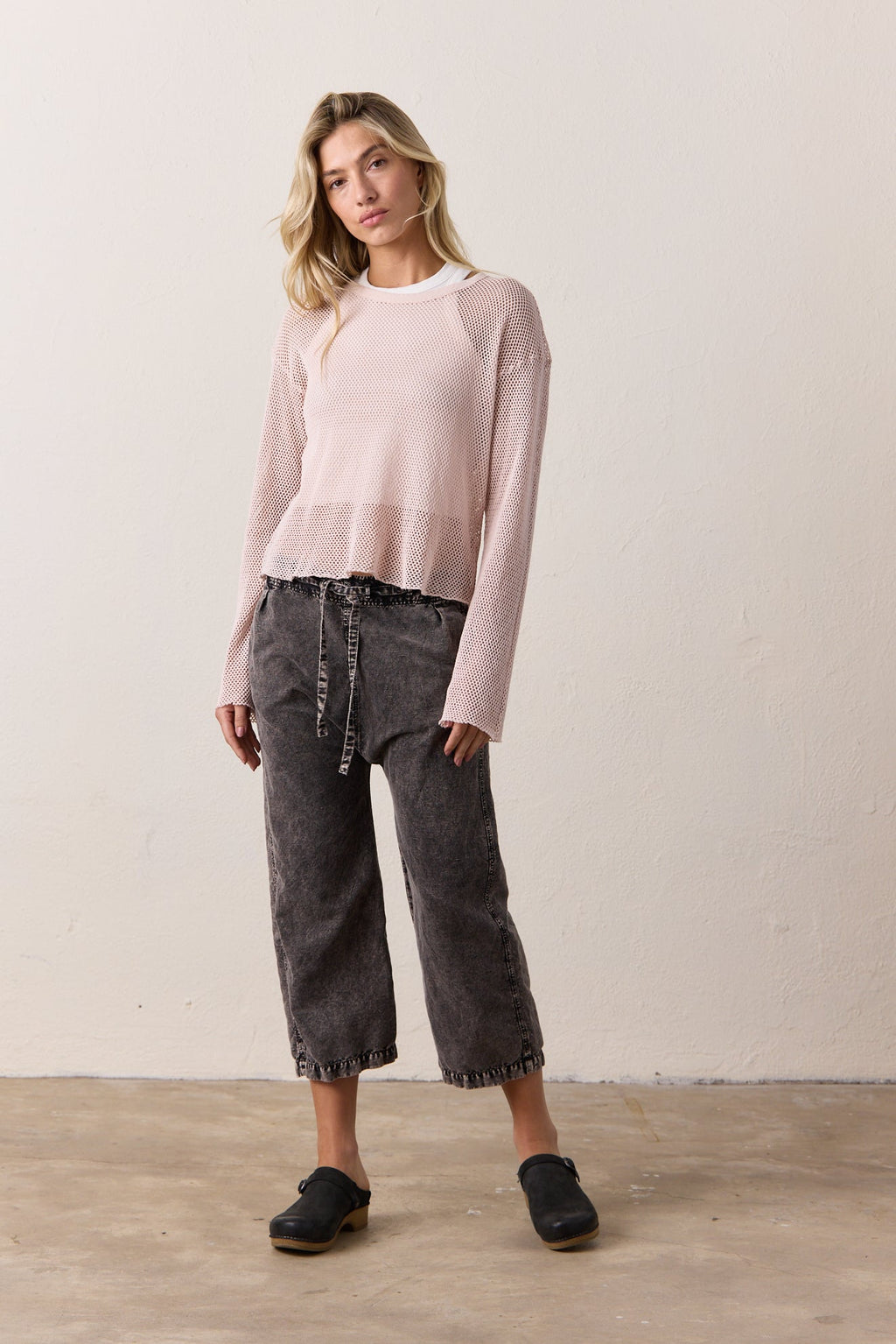 Akari Crop Linen Cotton Tie Pant