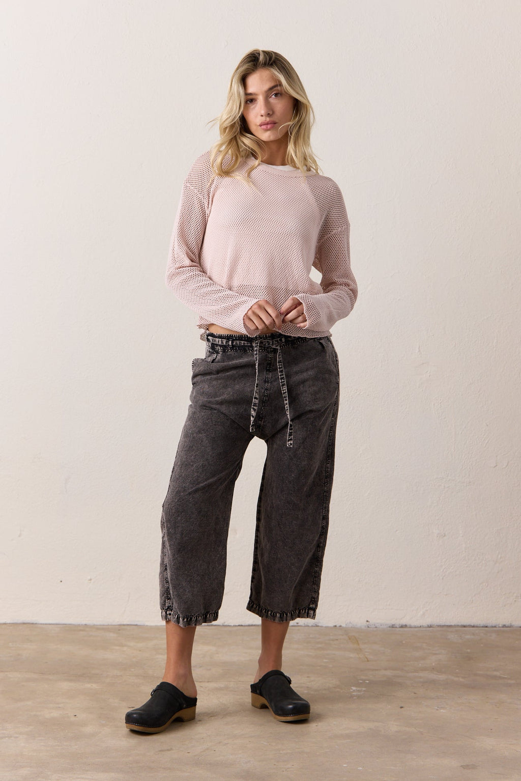 Akari Crop Linen Cotton Tie Pant