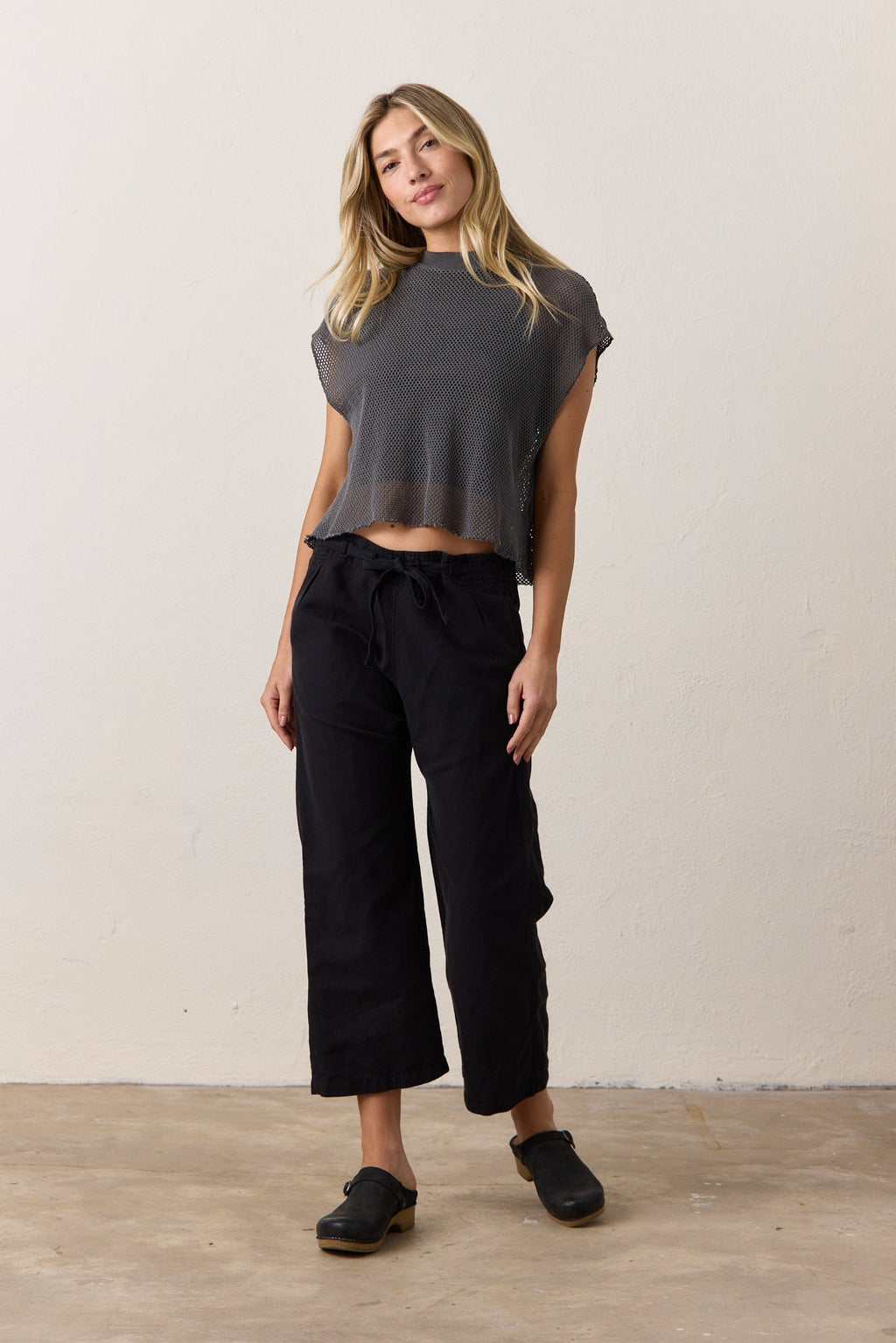Akari Crop Linen Cotton Tie Pant