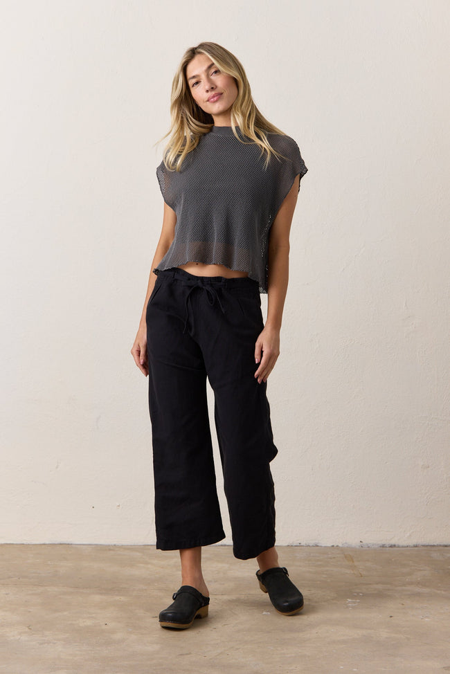 Akari Crop Linen Cotton Tie Pant Main Image