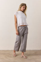 Akari Crop Linen Cotton Tie Pant