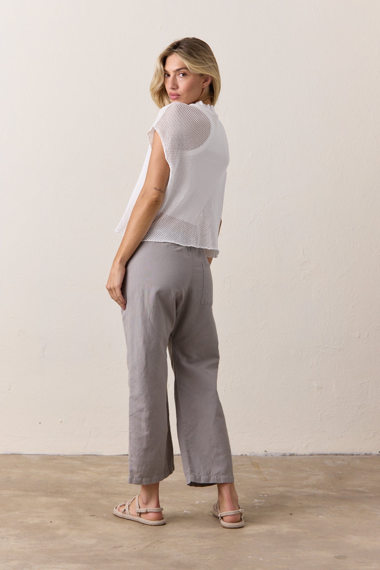Akari Crop Linen Cotton Tie Pant