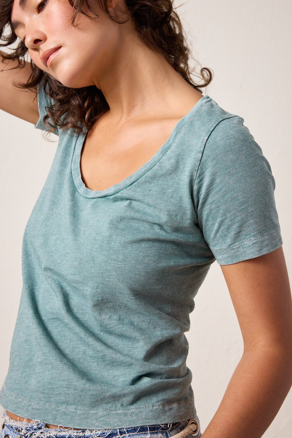 Tally Slim Fit U Neck Slub Jersey Tee