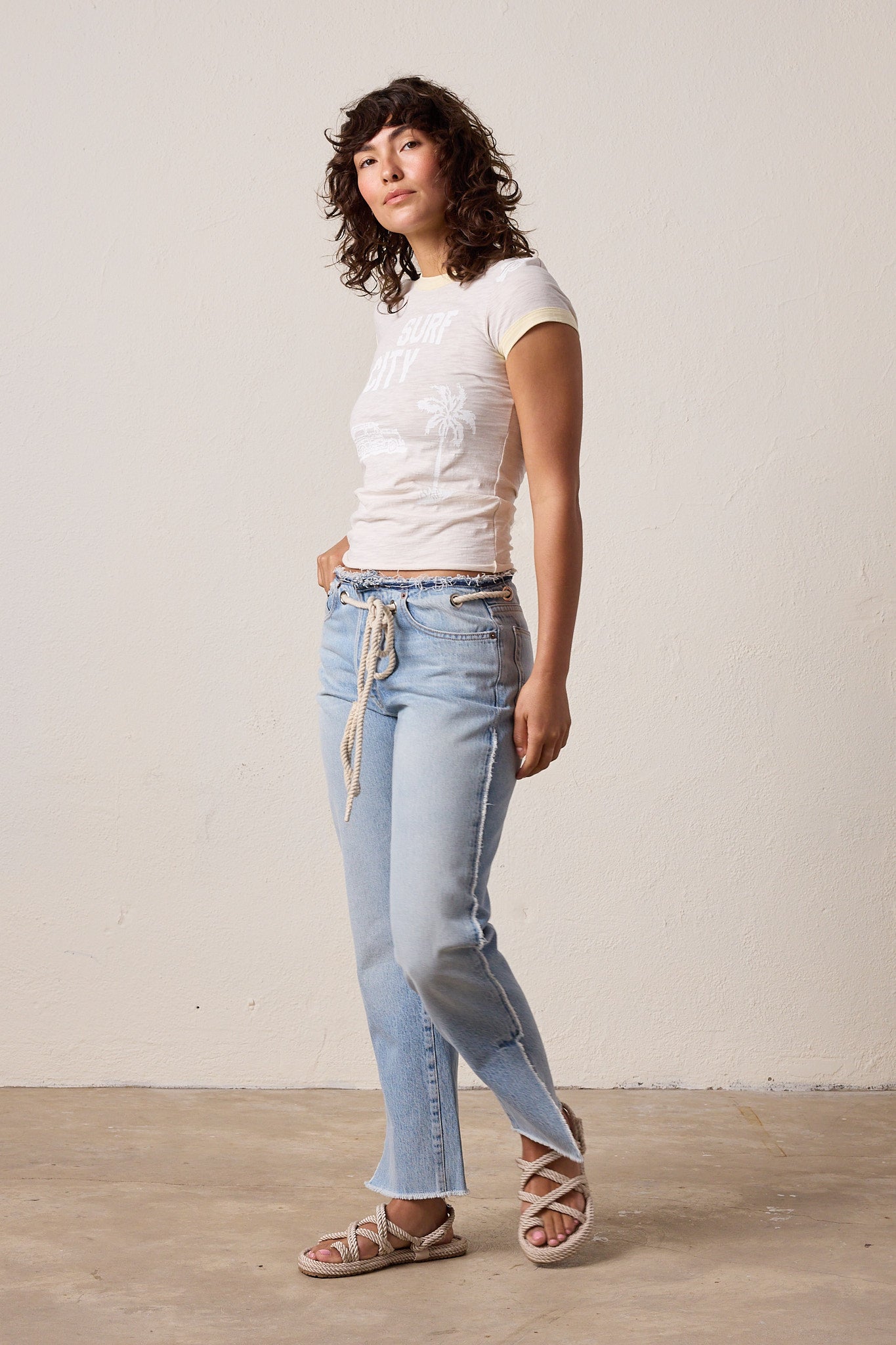 Bodhi Slub Jersey Surf City Ringer Baby Tee