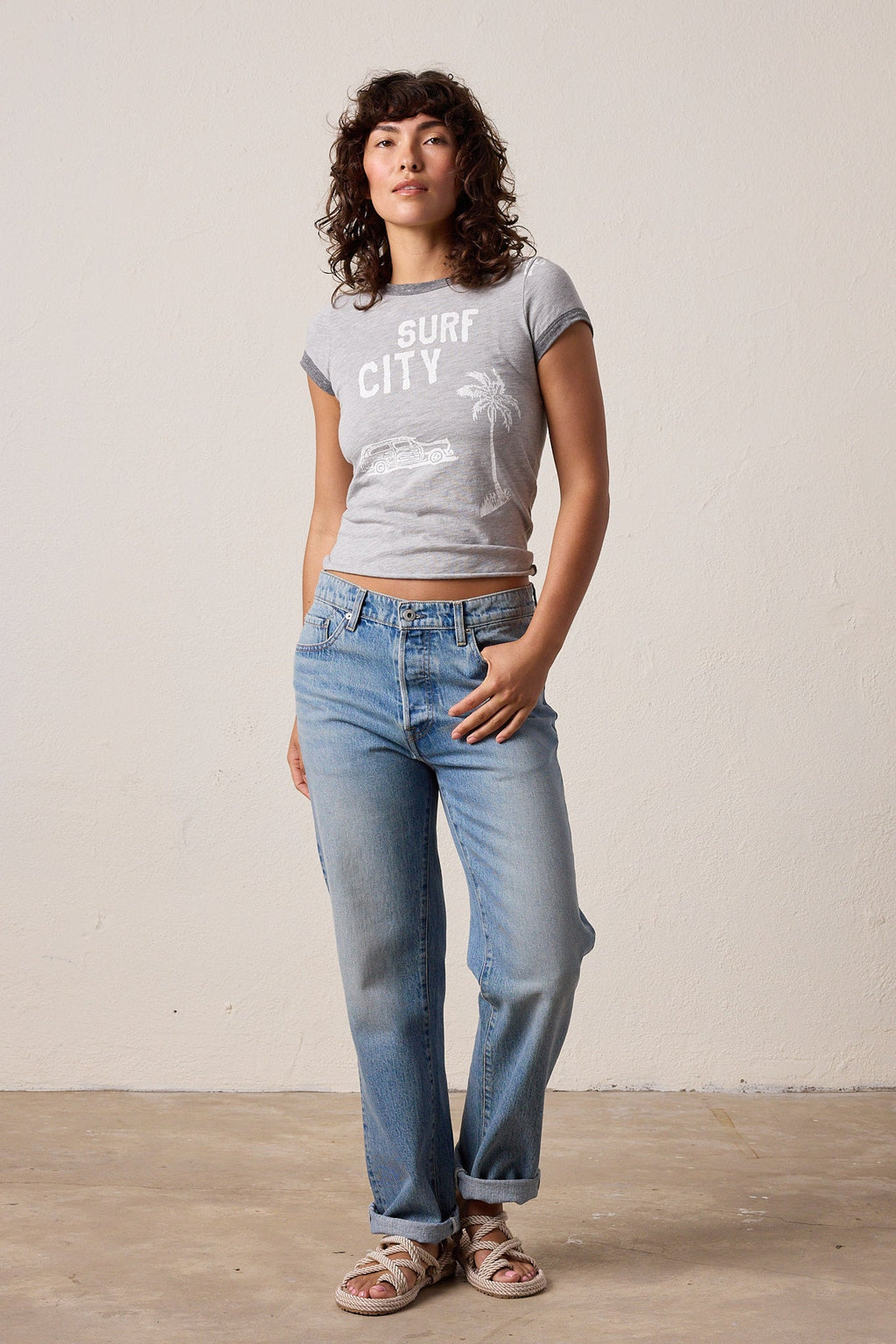 Bodhi Vintage Jersey Surf City Baby Ringer Tee