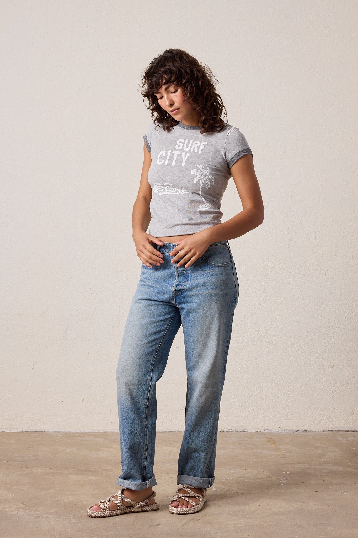Bodhi Vintage Jersey Surf City Baby Ringer Tee