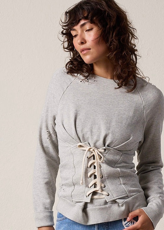 Elio Torn Corset Vintage Terry Sweatshirt Main Image