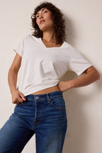 Layla Relaxed V Neck Slub Jersey Tee