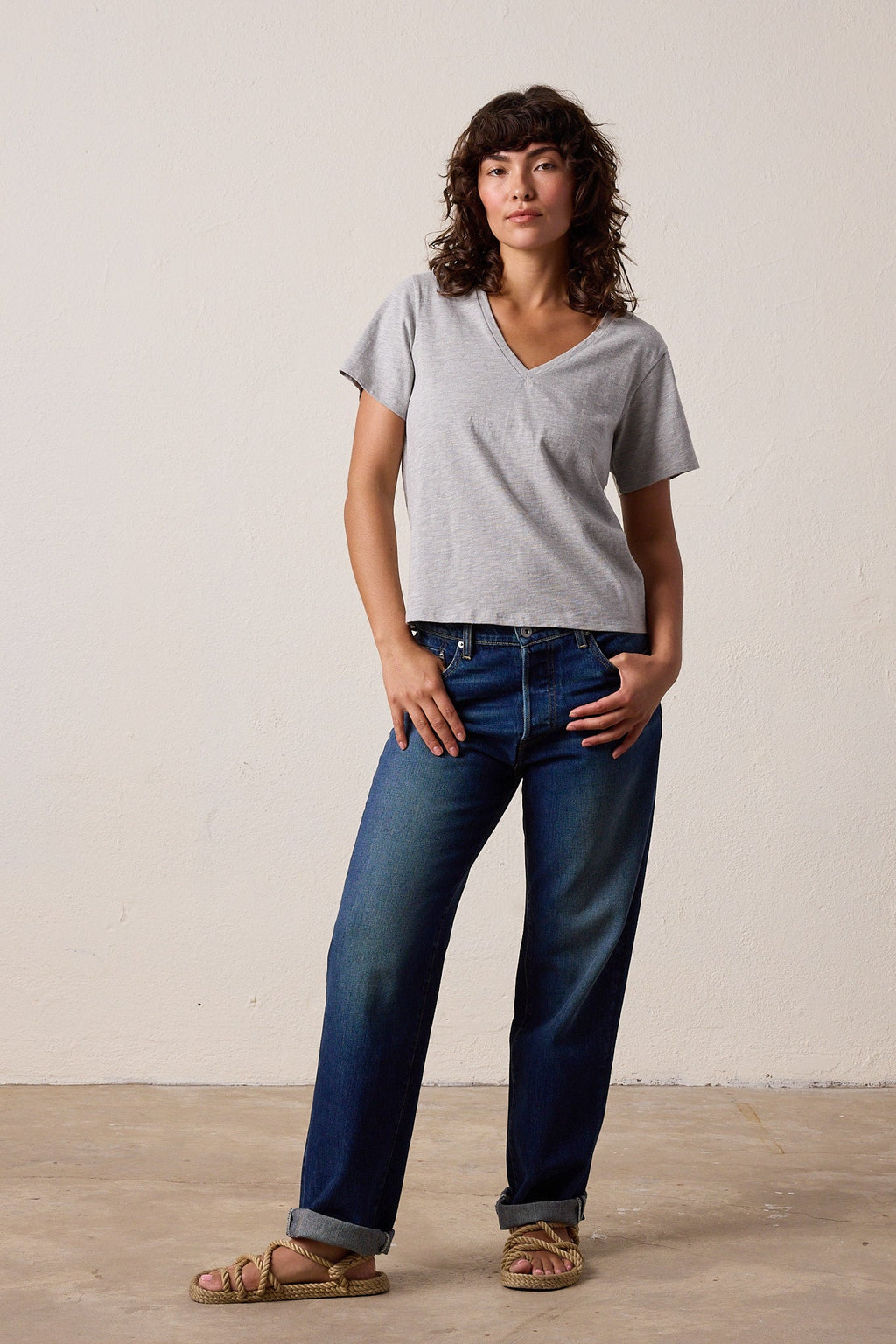Layla Relaxed V Neck Vintage Jersey Tee