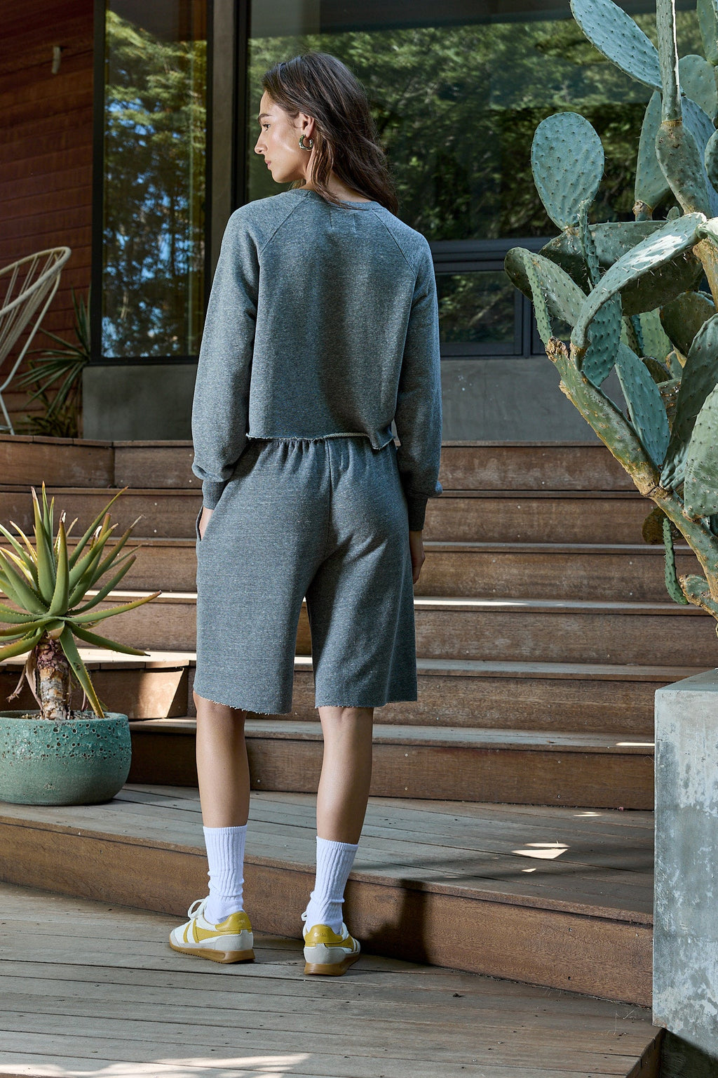 Raven Wide Leg Melange Terry Culotte