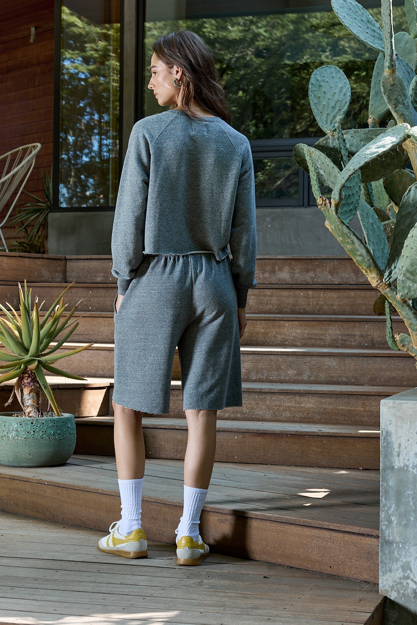 Raven Wide Leg Melange Terry Culotte