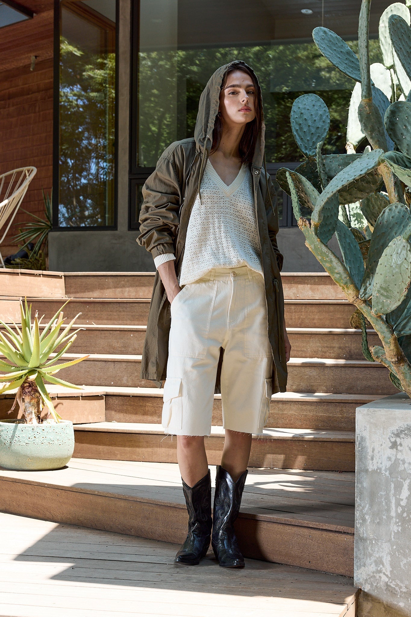 Pheobe Viscose Blend Crochet V Neck Sweater