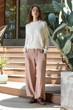 Estelle Viscose Blend Crochet Blouson Crew Sweater