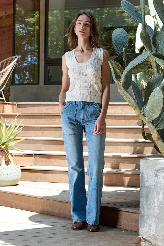 Valeria Viscose Blend Crochet Tank Sweater Main Image