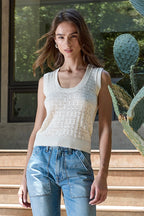 Valeria Viscose Blend Crochet Tank Sweater