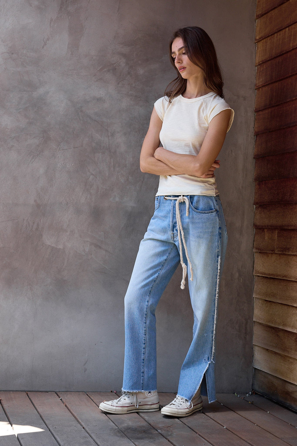 Chloe Fitted Slub Jersey Muscle Tee