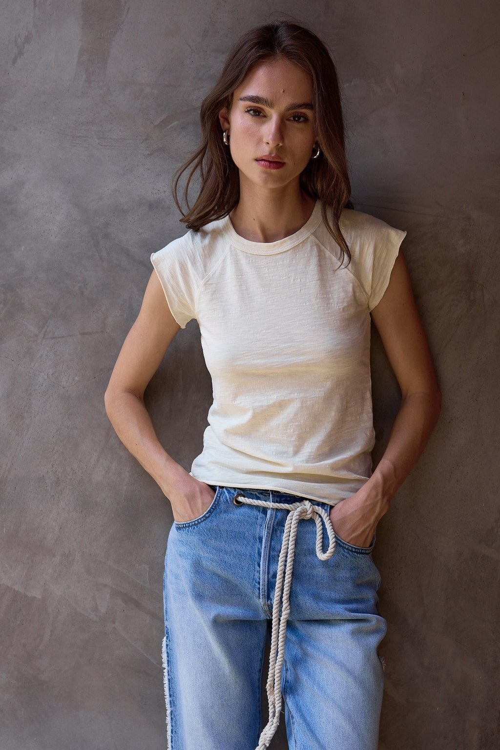 Chloe Fitted Slub Jersey Muscle Tee