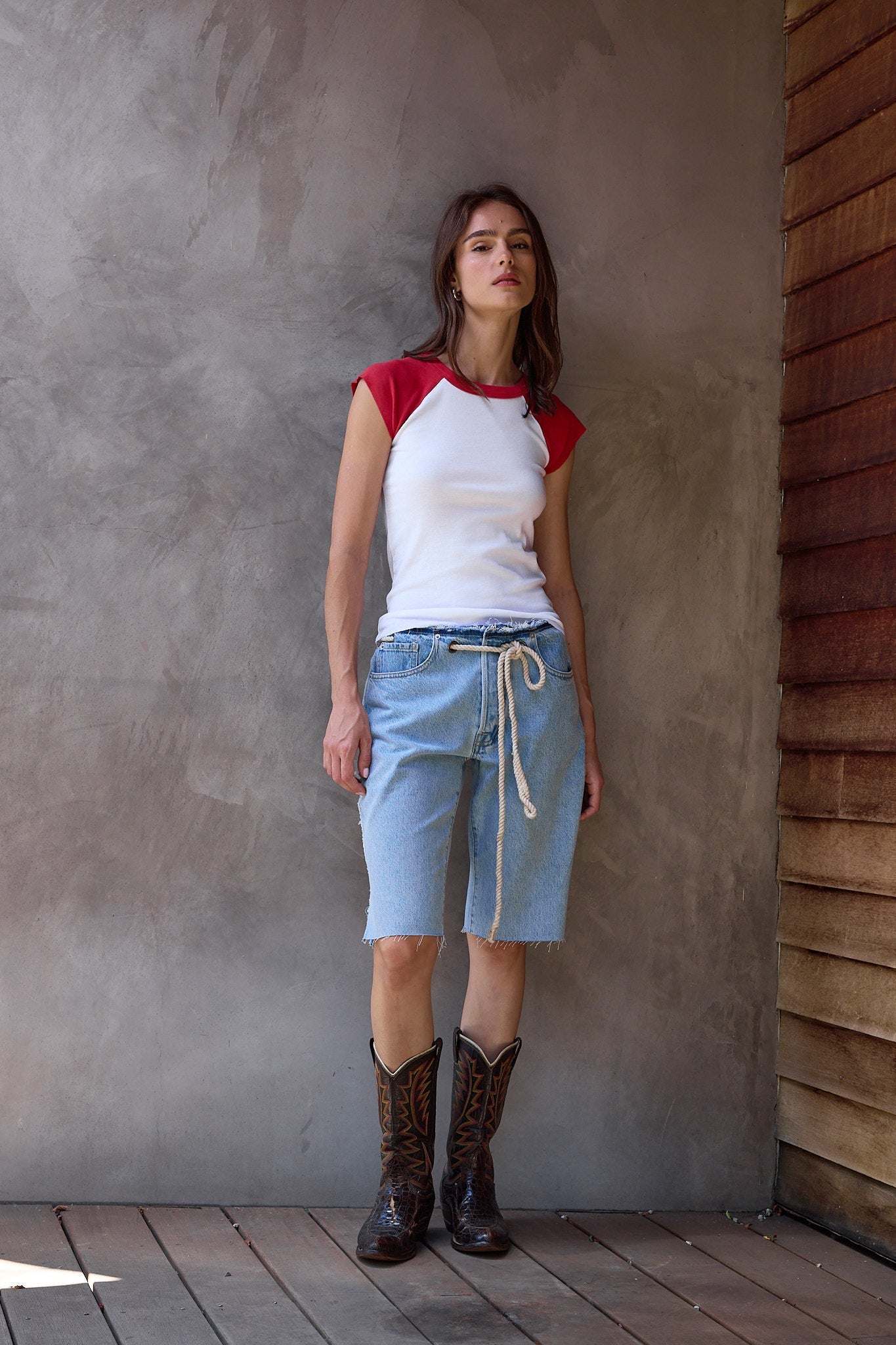River Relaxed Rope Tie Denim Cut Offs