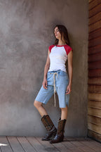River Relaxed Rope Tie Denim Cut Offs