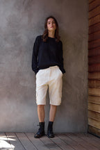 Estelle Viscose Blend Crochet Blouson Crew Sweater