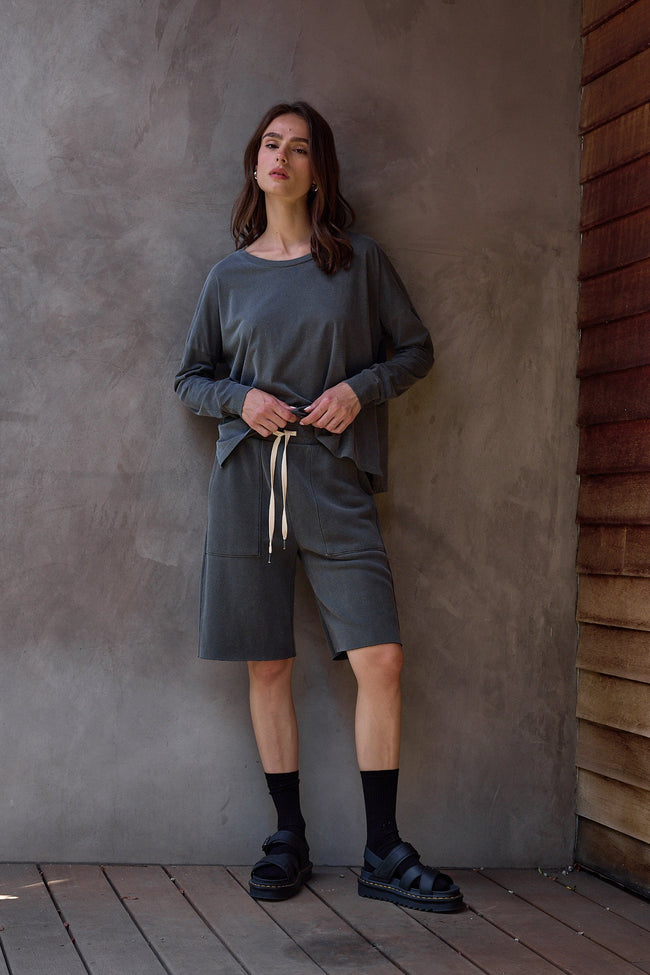 Raven Wide Leg Loop Terry Culotte Hover Image