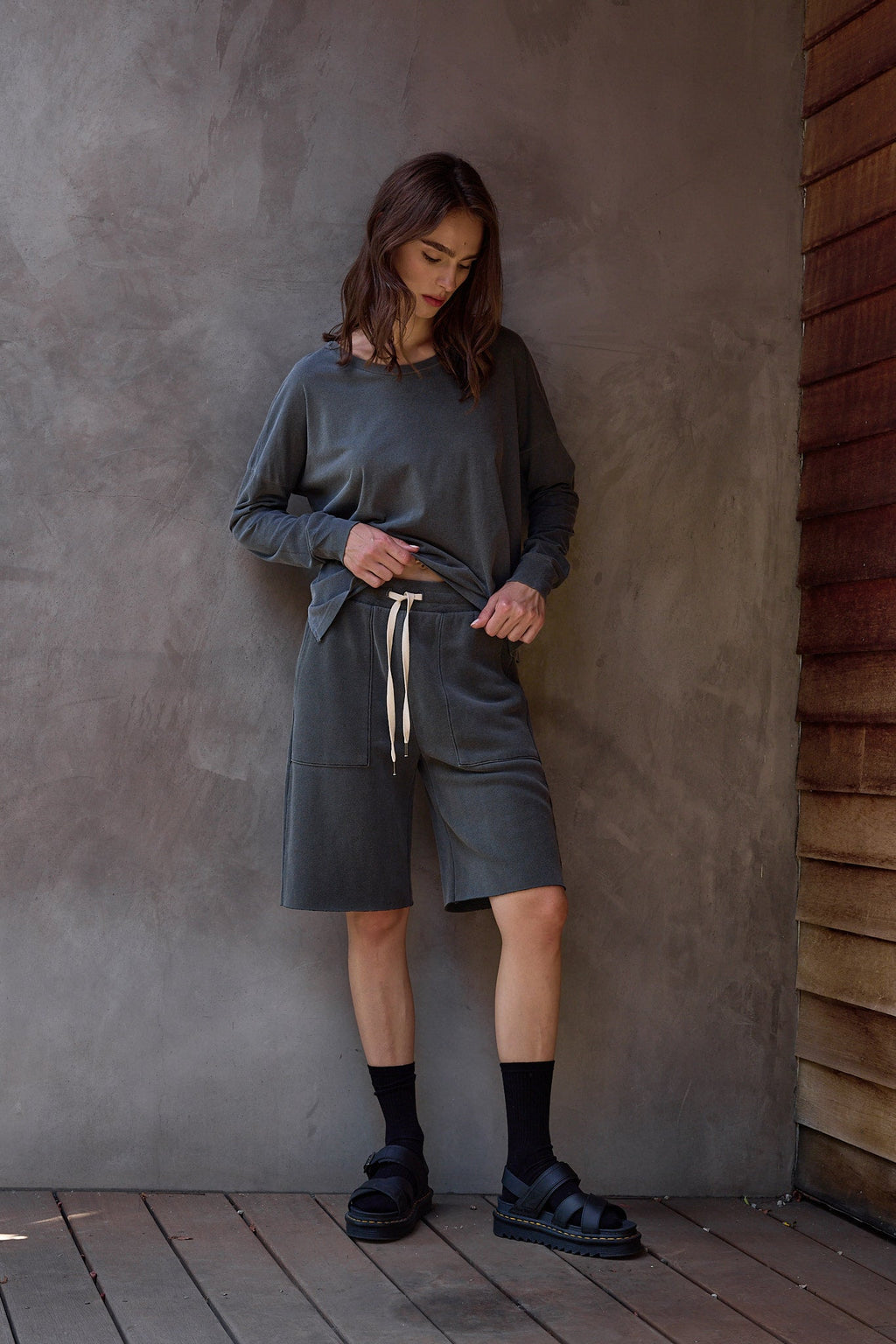 Raven Wide Leg Loop Terry Culotte