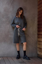 Raven Wide Leg Loop Terry Culotte