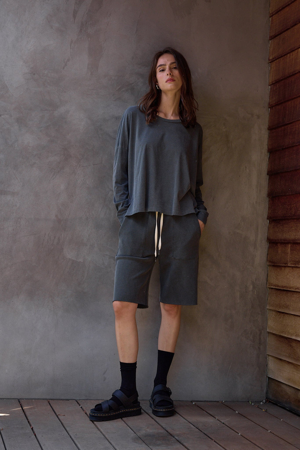 Raven Wide Leg Loop Terry Culotte